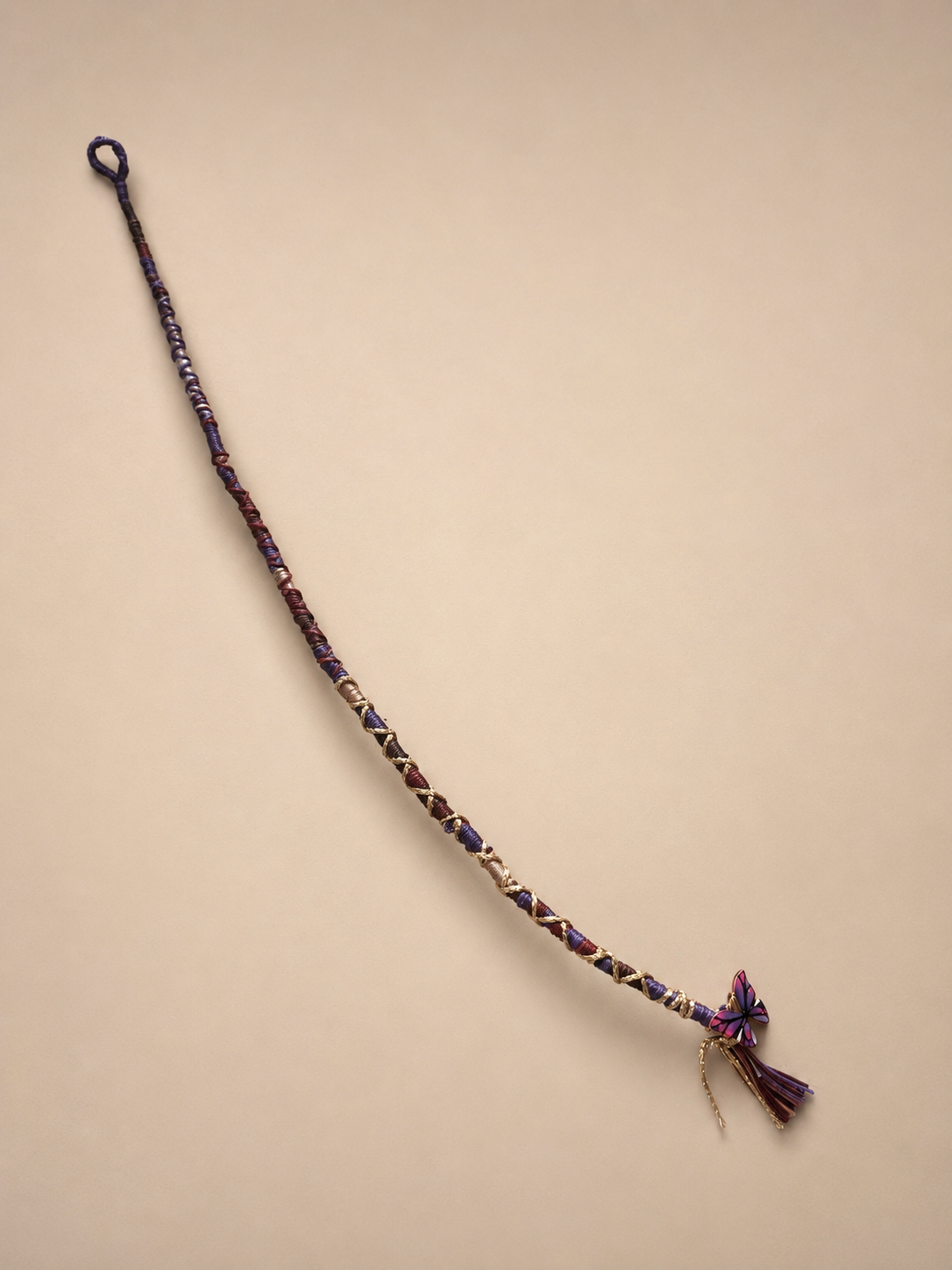 Hair Wrap Paars Vlinder Macramé | Handgemaakt Haaraccessoire